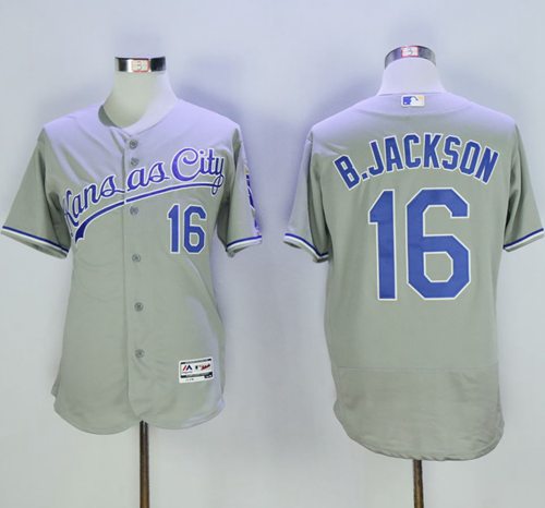 Royals #16 Bo Jackson Grey Flexbase Authentic Collection Stitched MLB Jersey